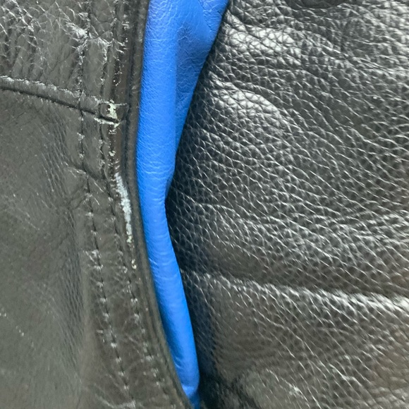 Vintage P LEATHER MONTREAL Moto MEN’S Leather Jacket Black & Blue Size Medium - Picture 9 of 16